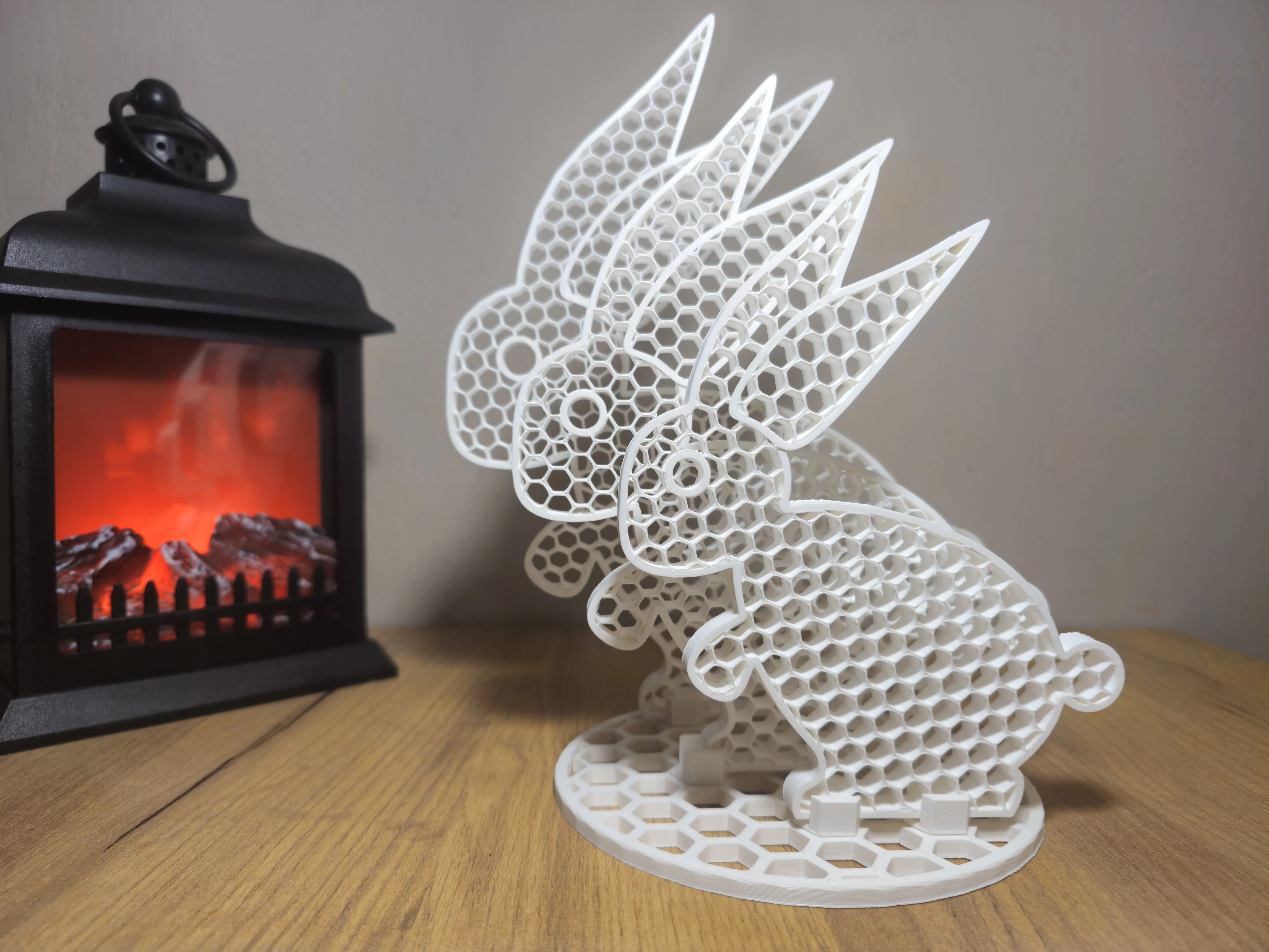 Króliki 3D dekoracja zestaw M+L+XL z podstawą | design loft (BIAŁY) - nowoczesna dekoracja 3D